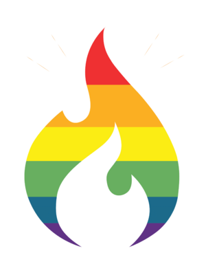 광주퀴어문화축제의 무지개 불꽃 모양 상징 로고